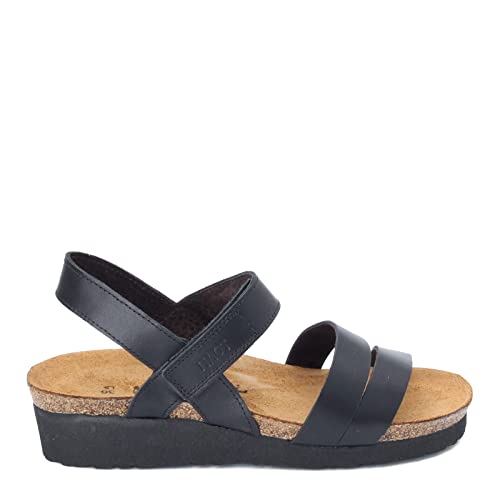NAOT Kayla Women's Sandals – 3-Strap Support with Backstrap, Cork-Latex Footbed, Arch Support – Comfortable for All-Day Walking Black Matte Leather 11-11.5 N-M US - Image 2