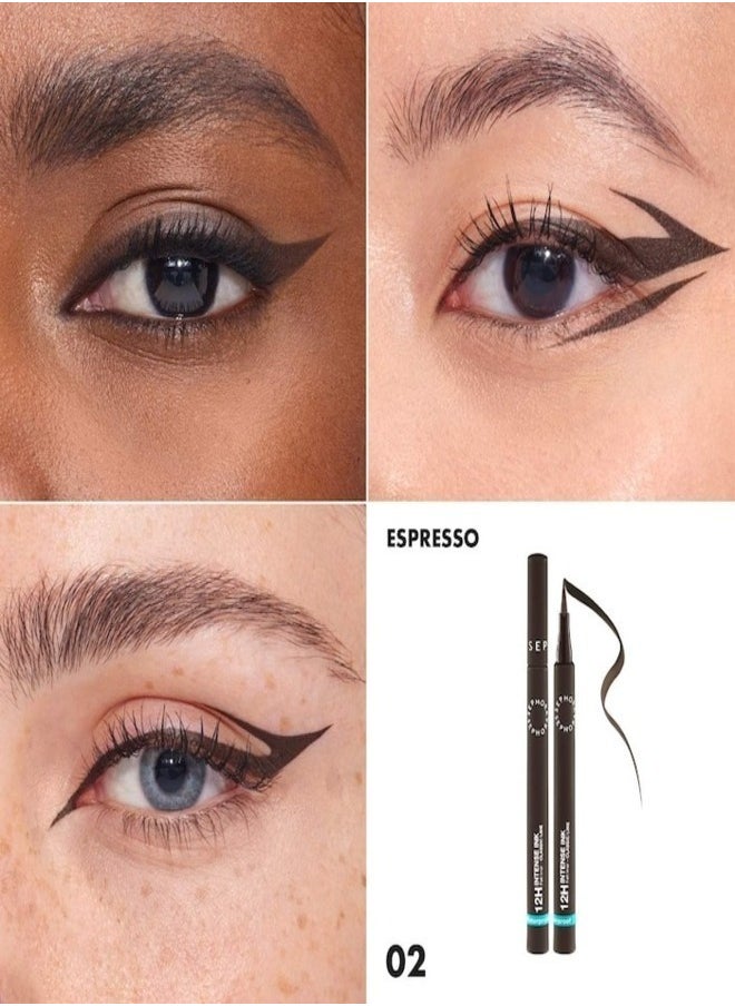 SEPHORA - SEPHORA COLLECTION 12h Intense Ink Classic Line - Precise, Intense Felt-Tip Eyeliner 02 Espresso - Matte Dark Brown 1ml - Image 1