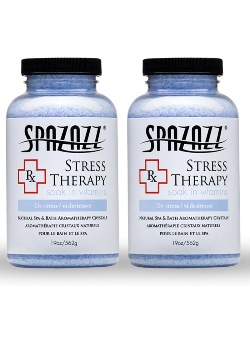 spazazz Spazazz Rx Stress Therapy Natural Spa  Bath Salt Aromatherapy Crystals 2 Pack 19oz DeStress  Calming  Relaxing Natural Aroma  Magnesium Mineral Bathing Salts  Safe for Your Hot Tub 