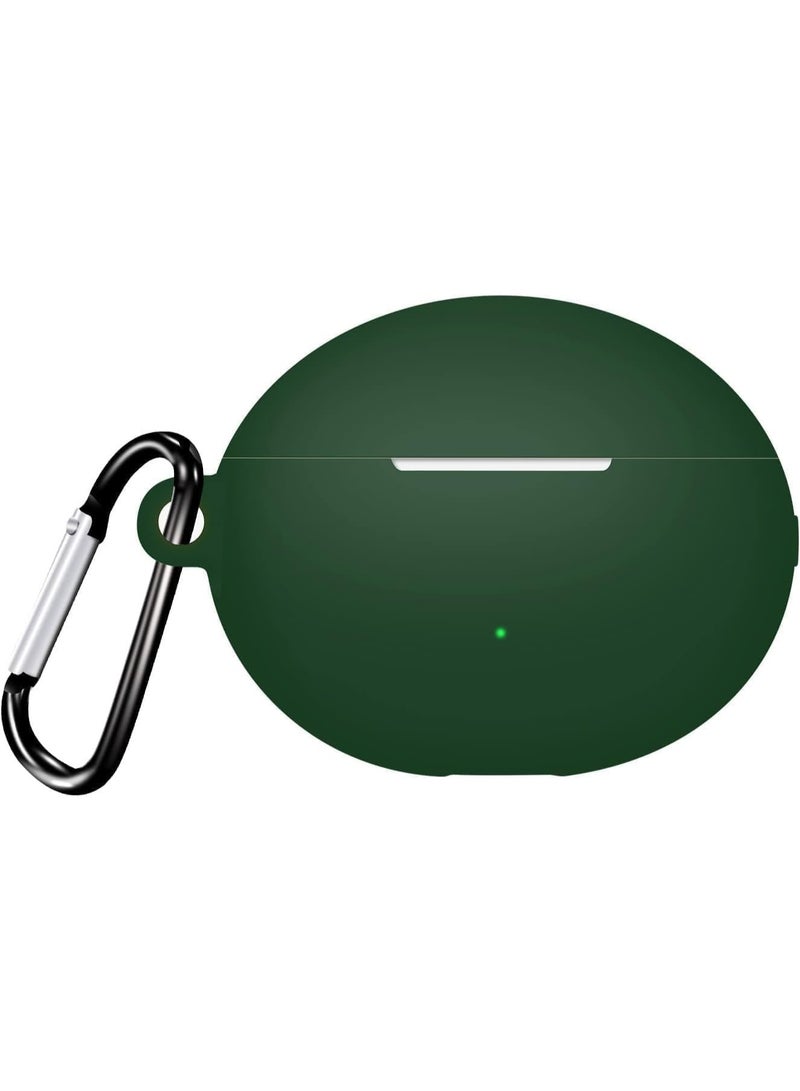 Silicone Case Compatible with Huawei FreeBuds 6i, Soft Protective Silicone Cover, Shockproof Anti-Scratch Sleeve with Carabiner for Huawei FreeBuds 6i Earbuds (Green) - Image 2