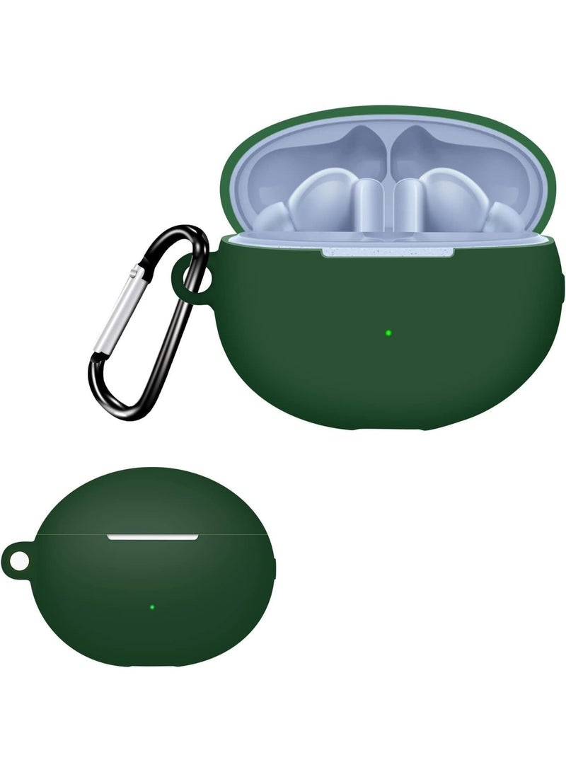 Silicone Case Compatible with Huawei FreeBuds 6i, Soft Protective Silicone Cover, Shockproof Anti-Scratch Sleeve with Carabiner for Huawei FreeBuds 6i Earbuds (Green) - Image 1