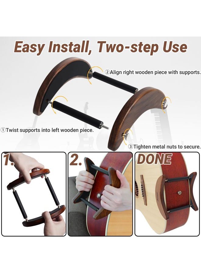 Onmiwod Acoustic Guitar Stand, Clip-On Self-Standing Solid Wood Guitar Stand, Portable Lightweight Guitar Stand Floor, Guitar Holder for Travel and Stage, Gift for Acoustic, Classic and Folk Guitar L-Size - Image 5