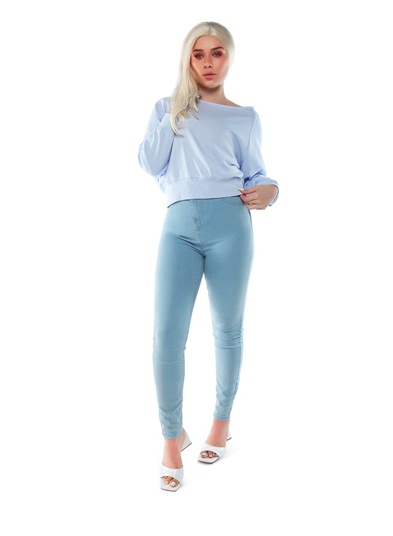 London Rag Pastel Blue Cross Overlay Knitted Top - Image 1