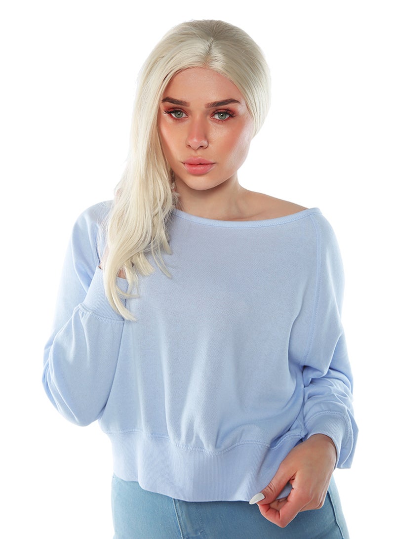 London Rag Pastel Blue Cross Overlay Knitted Top - Image 3
