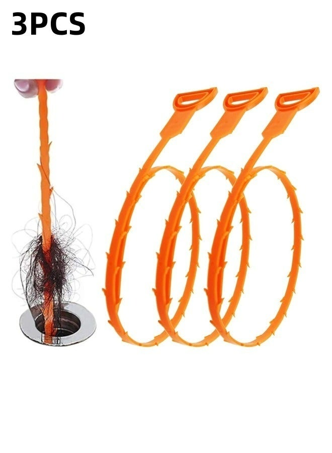 مجموعة تنظيف بالوعة مكونة من 3 قطع، أداة تسليك البالوعات بطول 19.88 بوصة، مرنة ومتينة لإزالة انسدادات البالوعات، مناسبة للمطبخ والحمام وحوض الاستحمام وحوض الاستحمام. - Image 1