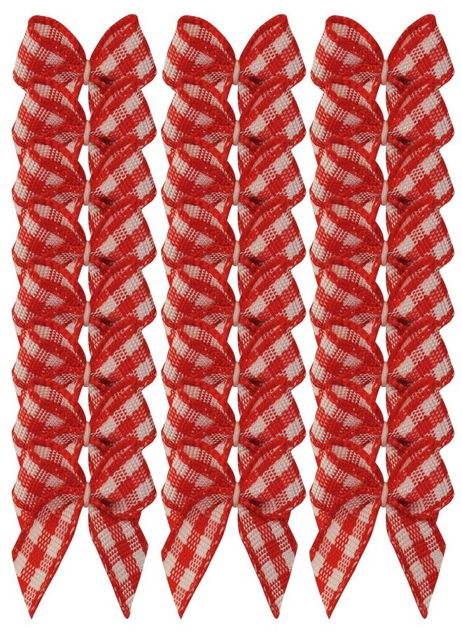 Micomon 50pcs/pak 1-Inch Mini Red Gingham Ribbon Bows for Crafts Checkered Ribbon Plaid Ribbon Bows Appliques for Sewing, Scrap-Booking,Baby Shower(Red - Image 2