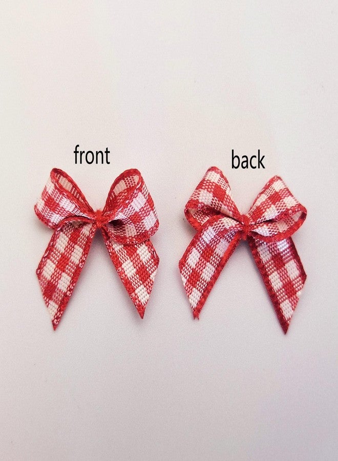 Micomon 50pcs/pak 1-Inch Mini Red Gingham Ribbon Bows for Crafts Checkered Ribbon Plaid Ribbon Bows Appliques for Sewing, Scrap-Booking,Baby Shower(Red - Image 4