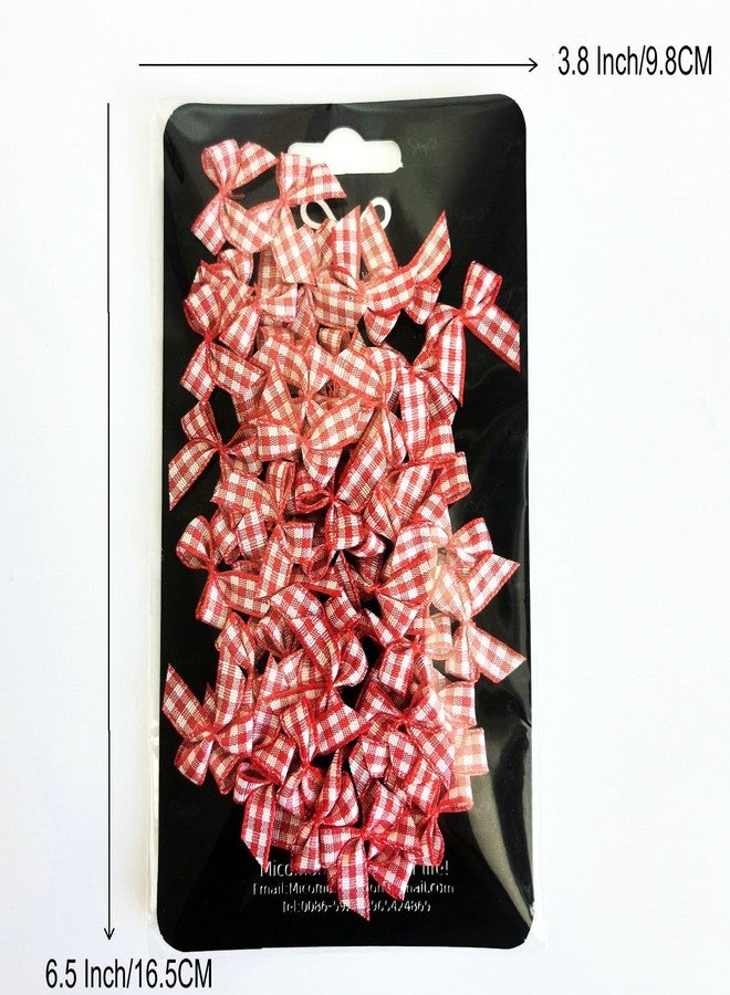 Micomon 50pcs/pak 1-Inch Mini Red Gingham Ribbon Bows for Crafts Checkered Ribbon Plaid Ribbon Bows Appliques for Sewing, Scrap-Booking,Baby Shower(Red - Image 5