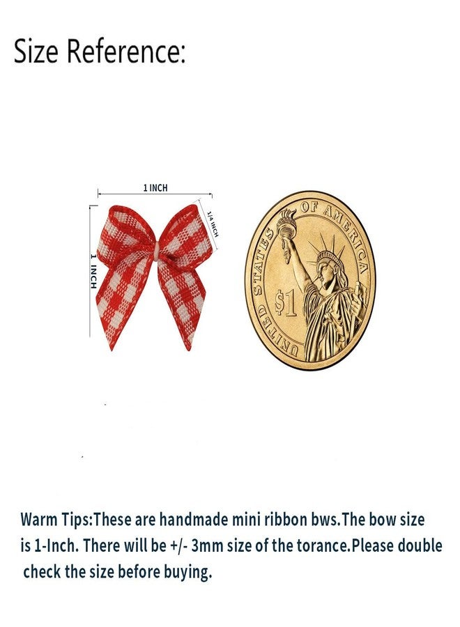 Micomon 50pcs/pak 1-Inch Mini Red Gingham Ribbon Bows for Crafts Checkered Ribbon Plaid Ribbon Bows Appliques for Sewing, Scrap-Booking,Baby Shower(Red - Image 3