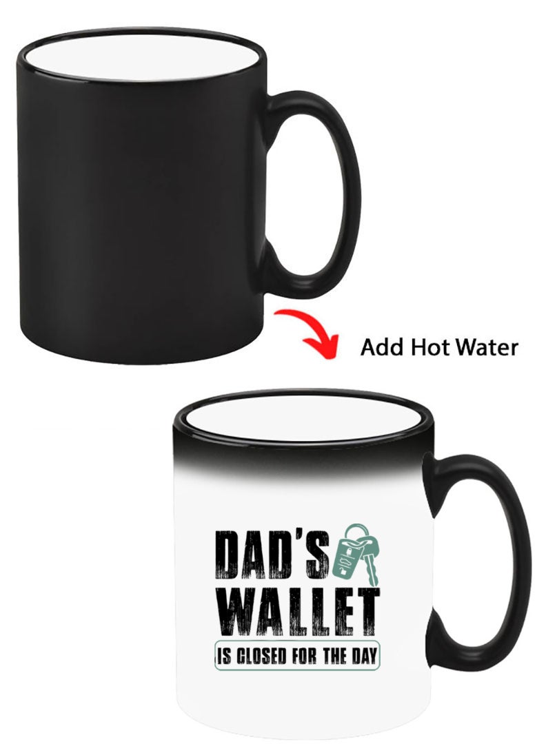 Theodor Color Changing Heat Sensitive Ceramic Mug, Image Revealed When HOT Liquid is Added! Dads wallet Black - Image 1