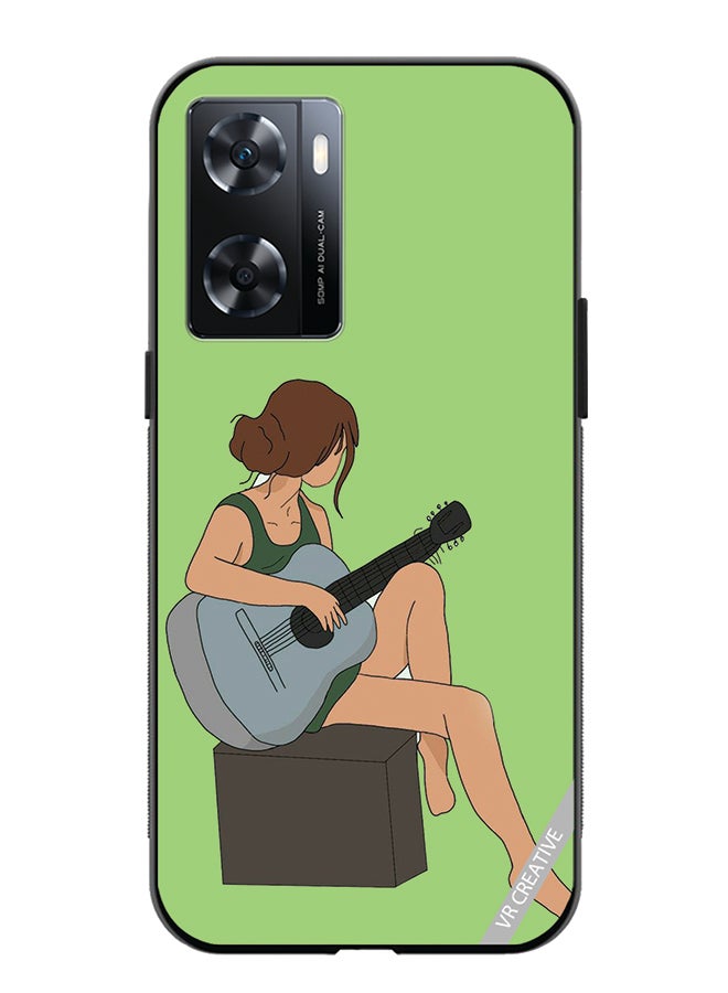VR CREATIVE Protective Case Cover For Oppo A57/A77s Girl With Guitar Design Multicolour - Image 1
