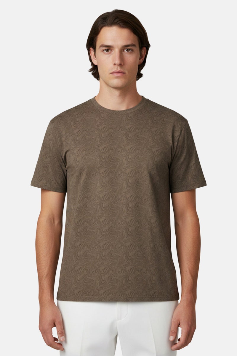 Core Elements Men Crew Neck Short Sleeve Graphic Print T-Shirt, Dark Olive - Image 1