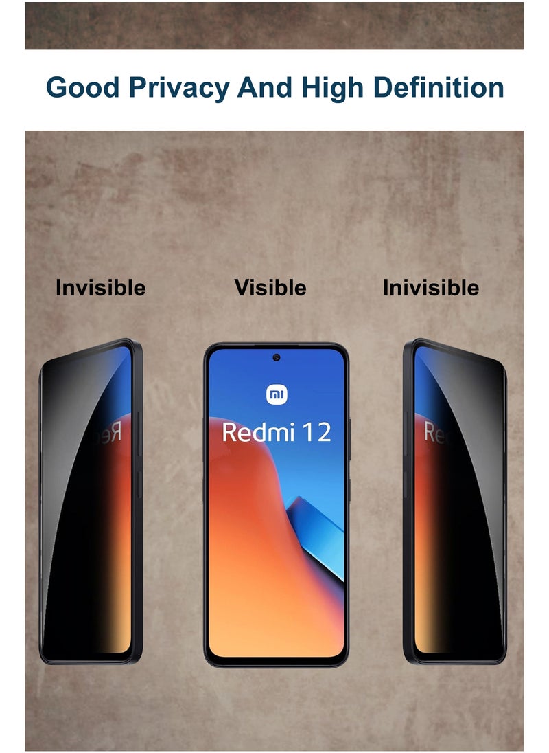 Generic Redmi 12 - Privacy Matte Ceramic Screen Protector Tempered Nano Glass, Anti-Spy, Fingerprint unlocking, Full coverage, Accessories, Case Friendly, Easy Installation  - Image 2