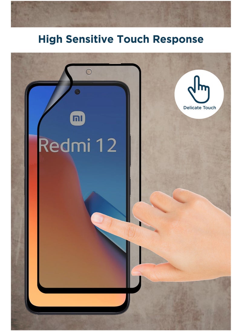 Generic Redmi 12 - Privacy Matte Ceramic Screen Protector Tempered Nano Glass, Anti-Spy, Fingerprint unlocking, Full coverage, Accessories, Case Friendly, Easy Installation  - Image 3