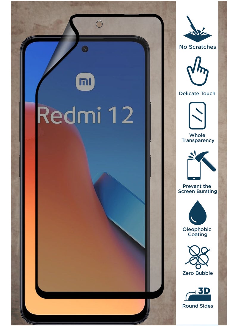 Generic Redmi 12 - Privacy Matte Ceramic Screen Protector Tempered Nano Glass, Anti-Spy, Fingerprint unlocking, Full coverage, Accessories, Case Friendly, Easy Installation  - Image 4
