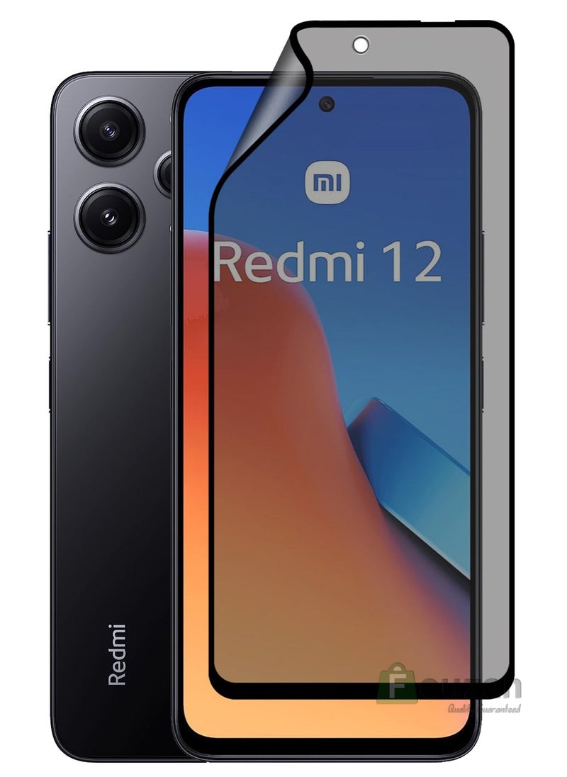 Generic Redmi 12 - Privacy Matte Ceramic Screen Protector Tempered Nano Glass, Anti-Spy, Fingerprint unlocking, Full coverage, Accessories, Case Friendly, Easy Installation  - Image 1