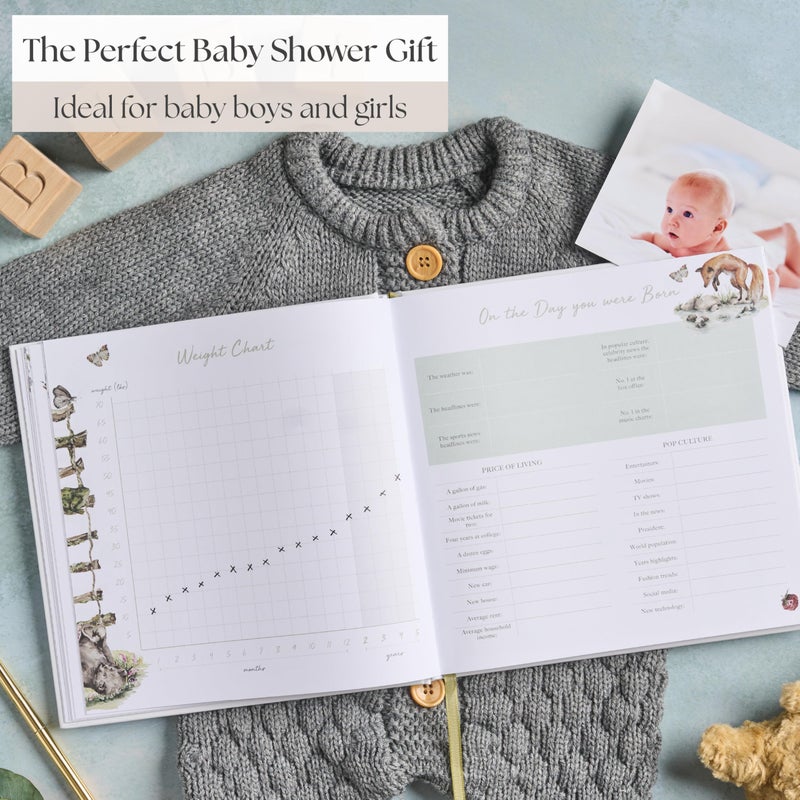 Bibi & Beau Baby Memory Book New Mom Gift - Baby Scrapbook Record Book & Photo Album - Gift for Newborns Baby Boy & Girl, Great For Baby Showers (Woodland) - Image 4