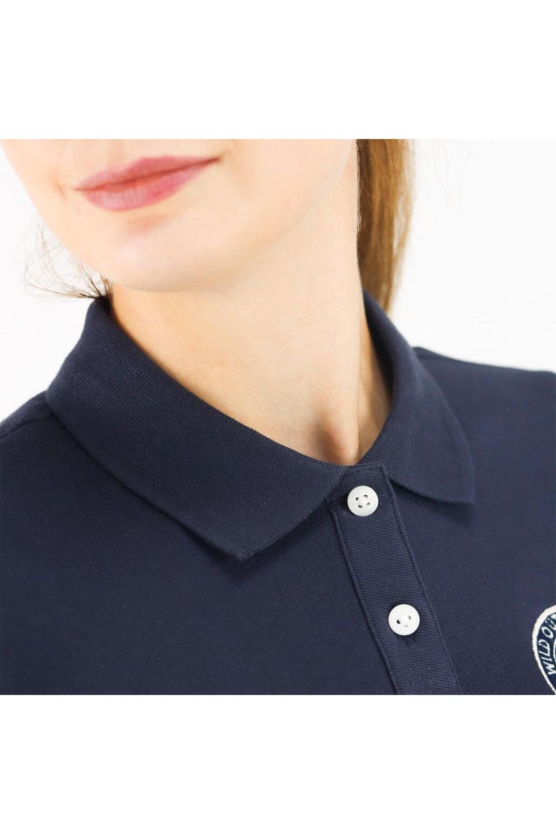 GIORDANO تي شيرت بولو أزرق للنساء - Image 3