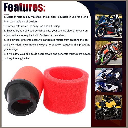 QAZAKY فلتر أداء مزدوج من فوم بزاوية حمراء QAZAKY 50 مم 1.97 بوصة ل 50cc-90cc 110cc 125cc 140cc 150cc 200cc 250cc GY6 ATV سكوتر كواد كارت موقد دراجة ترابية 49 مم 50 مم - Image 5