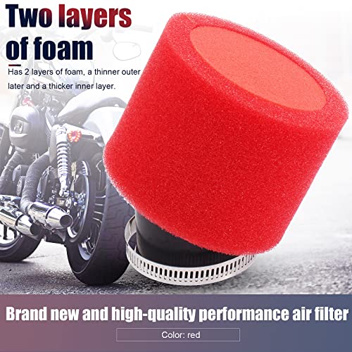 QAZAKY فلتر أداء مزدوج من فوم بزاوية حمراء QAZAKY 50 مم 1.97 بوصة ل 50cc-90cc 110cc 125cc 140cc 150cc 200cc 250cc GY6 ATV سكوتر كواد كارت موقد دراجة ترابية 49 مم 50 مم - Image 4