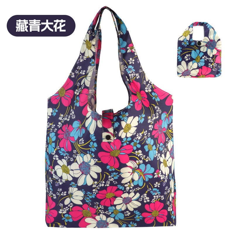 New Waterproof Large Capacity Folding Shopping Bag Printed Portable Handbag Environmentally Friendly Storage Bag - Image 1