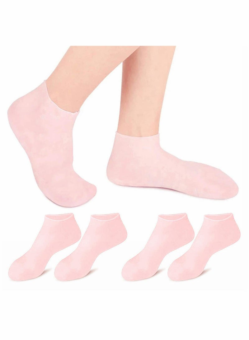 SYOSI 2 Pairs Silicone Gel Moisturizing High Elastic Moisturizing Socks, Soft Silicone Sock Breathable Foot Anti Cracks Protector Comfortable Moisturizing Non Slip Socks for Dry Hard Cracked Skin  - Image 1