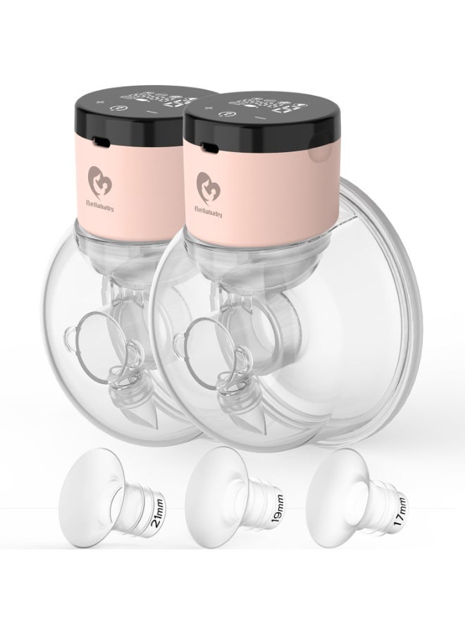 Bellababy Wearable Breast Pump Hands Free, Low Noise Touch Screen Electric Breast Pump Wireless Portable, 4 Modes 9 Levels of Suction, 6 oz 2 Packs. (24mm Flange, Come with 21mm/19mm/17mm Inserts) - Image 1