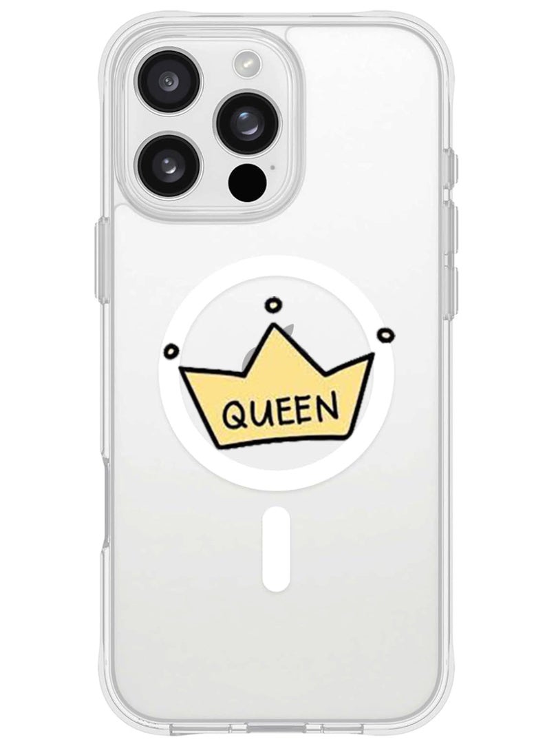 Theodor iPhone 16 Pro Max Magsafe Magnetic Case for iPhone Compatible with Wireless Charging, Shockproof Phone Bumper Cover - Queen crown - Image 1
