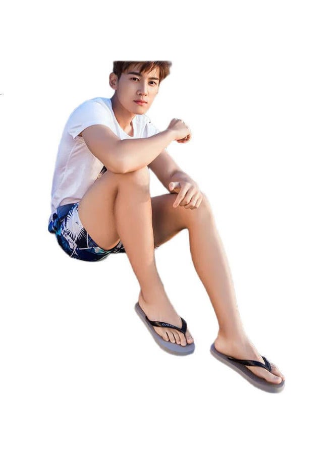 LURAD Men'S Summer Slip-On Slides Trendy Simple Black Beach Sandals Grey Size 39-40 - Image 3