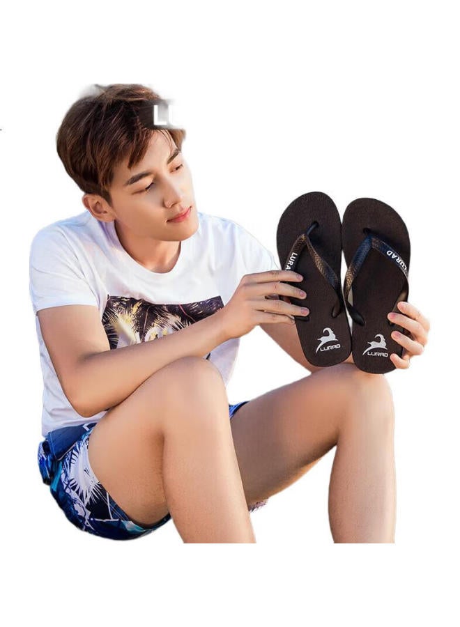 LURAD Men'S Summer Slip-On Slides Trendy Simple Black Beach Sandals Grey Size 39-40 - Image 2