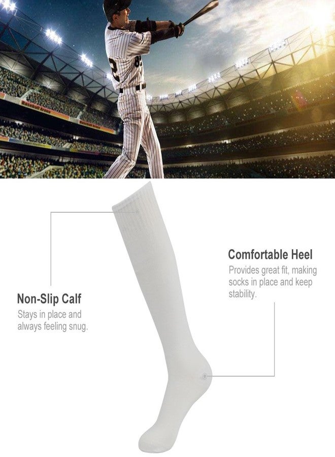 Three street Knee High Soccer Baseball Softball Socks,Mens Long Over Knee Sport Athletic Soccer Rugby Hockey Football Dress Tube Socks for Back to School White 10 Pairs - Image 5