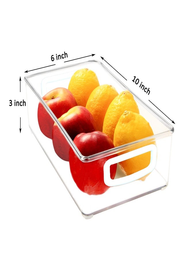 Youngever 2 Pack Stackable Plastic Storage Organizer Container Bin, Stackable Storage Bins with Handler for Refrigerator, Pantry (10" x 6" x 3") - Image 3