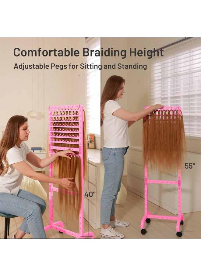 Yumkfoi - Yumkfoi Adjustable Braiding Hair Rack with 160 Pegs, 2-sided Braid Rack for Braiding Hair, Movable Hair Racks for Braiders Standing with Wheels, Hair Extension Holder for Braiders, Hairstylists - Image 1