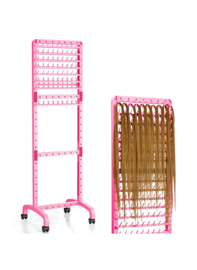 Yumkfoi - Yumkfoi Adjustable Braiding Hair Rack with 160 Pegs, 2-sided Braid Rack for Braiding Hair, Movable Hair Racks for Braiders Standing with Wheels, Hair Extension Holder for Braiders, Hairstylists - Image 1