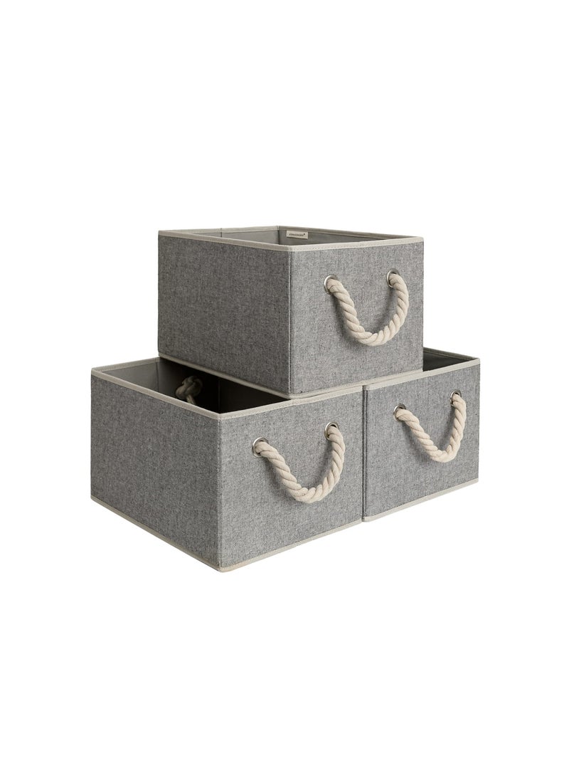 StorageWorks StorageWorks Storage Baskets for Shelves Foldable Fabric Closet Storage Bins with Handles Fabric Storage Bins Clothes Organizer Gray 3Pack Medium 