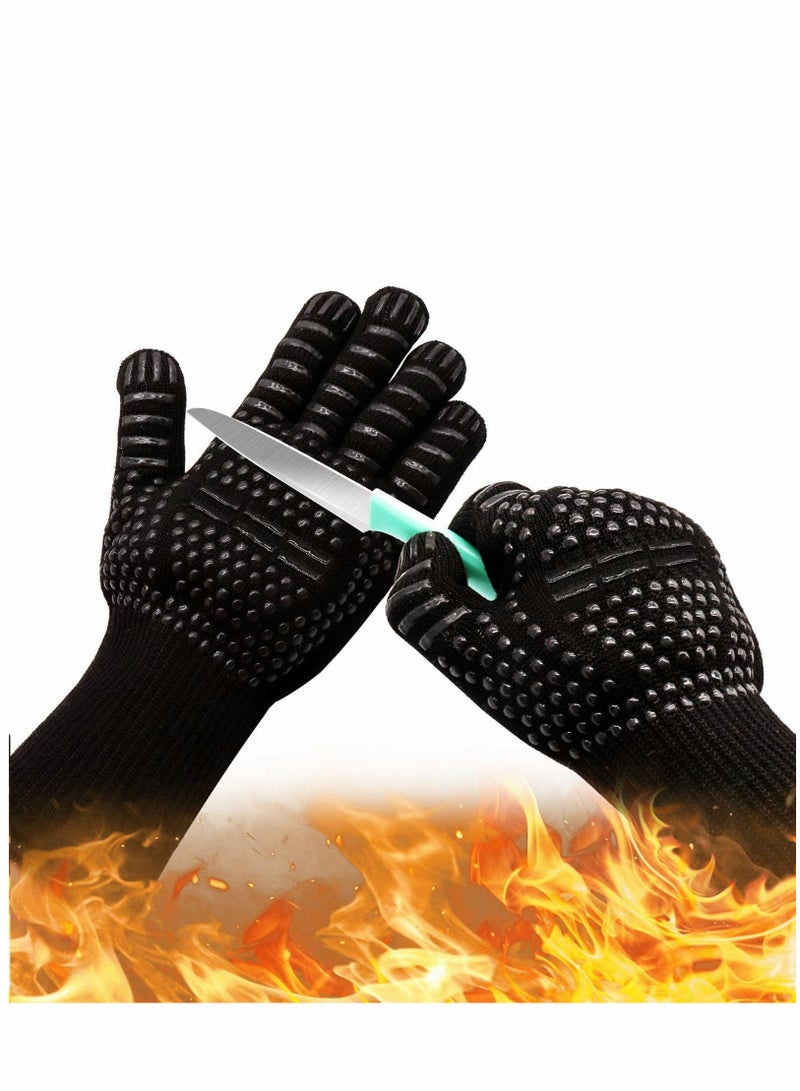 High-Temperature Resistant Silicone Grill Gloves - Anti-Slip, Cut-Resistant, Industrial Insulation Fire Gloves - 1 Pair for Microwave and Cooking Use - Image 1