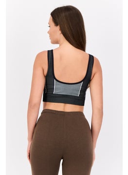 Reebok Women Brand Logo Non Padded Seamless Training Sports Bra, Grey  - Image 4