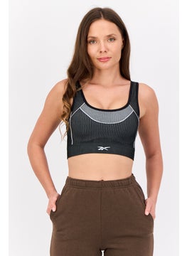 Reebok Women Brand Logo Non Padded Seamless Training Sports Bra, Grey  - Image 1