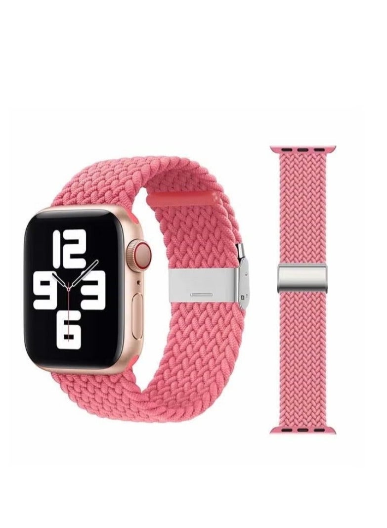 vesus Adjustable Braided Solo Loop Band For Apple Watch Series 6/SE/5/4/3/2/1 Pink Punch