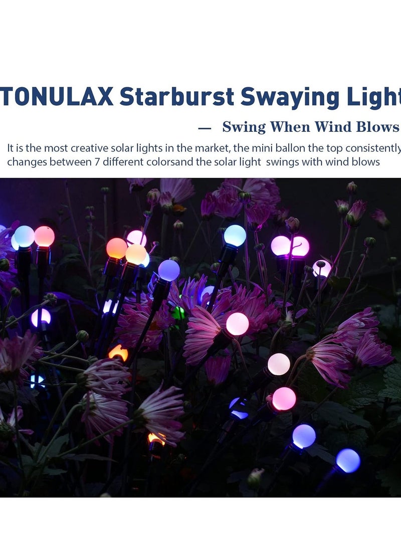 2 Pack Solar Garden Lights for Outdoor, Upgraded 6 LED Firefly Solar Swaying Lights, Sway by Wind, Waterproof Outdoor Lights Solar Powered for Yard Patio Pathway Decoration (color) - Image 4