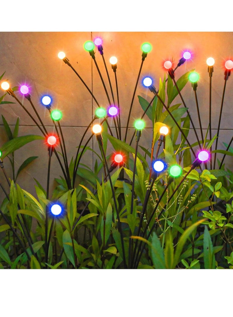2 Pack Solar Garden Lights for Outdoor, Upgraded 6 LED Firefly Solar Swaying Lights, Sway by Wind, Waterproof Outdoor Lights Solar Powered for Yard Patio Pathway Decoration (color) - Image 1