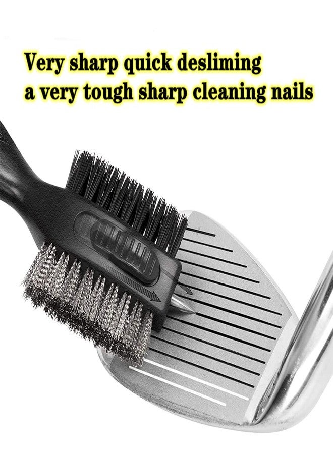 Lesunsul Golf Club Brushes, Golf Cleaning Tool, with Retractable Cleaning Nails, Nylon and Wire Bristles Oversize Double Brush Head with 2ft Retractable Zip-line Metal Buckle (Black) - Image 4