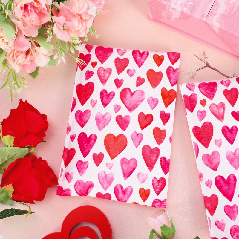 Whaline 50Pcs Valentine's Day Bubble Mailers Poly Padded Envelope Love Heart Self Seal Mailer Bag for Small Business Boutique Packaging Mailing Makeup Clothes Document, 6 x 9 Inch - Image 5