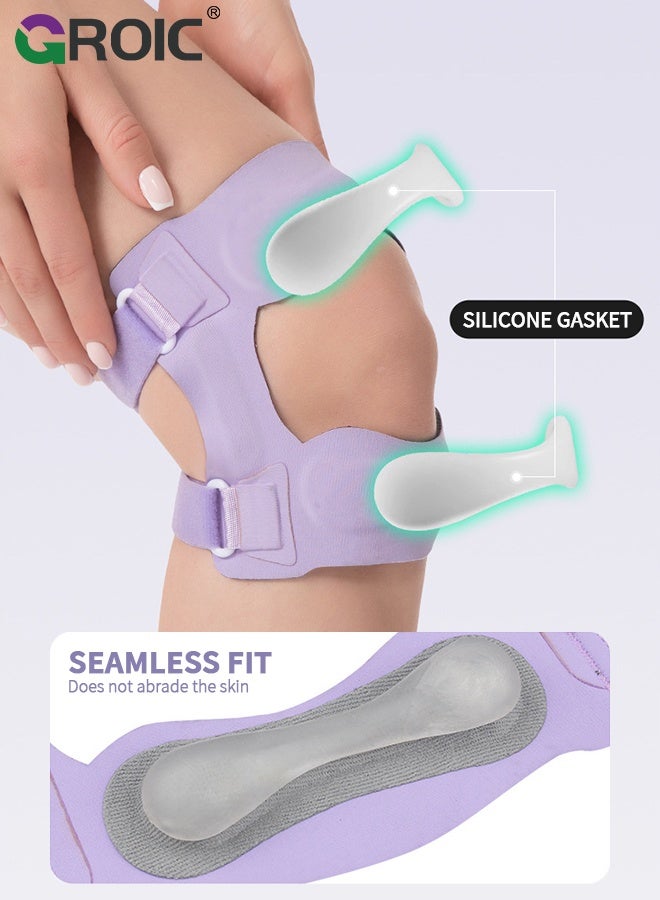GROIC 1PC Adjustable Knee Brace, Sports Silicone Knee Support with Silicone Pads, Double - Sided Flexible Springs, for Pain Relief, Sports, Running, Hiking, Basketball, Jumping - Image 3