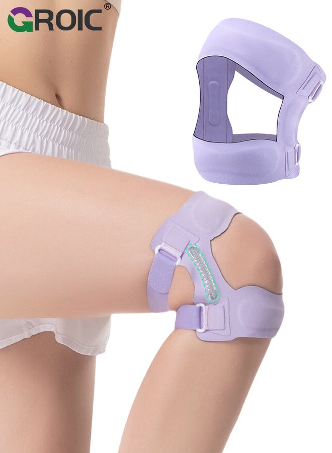 GROIC 1PC Adjustable Knee Brace, Sports Silicone Knee Support with Silicone Pads, Double - Sided Flexible Springs, for Pain Relief, Sports, Running, Hiking, Basketball, Jumping - Image 1