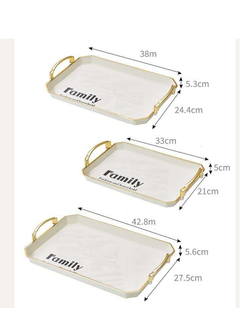 Serving Tray Set of 3 pcs Serving Tray Snack Tray  - Image 4