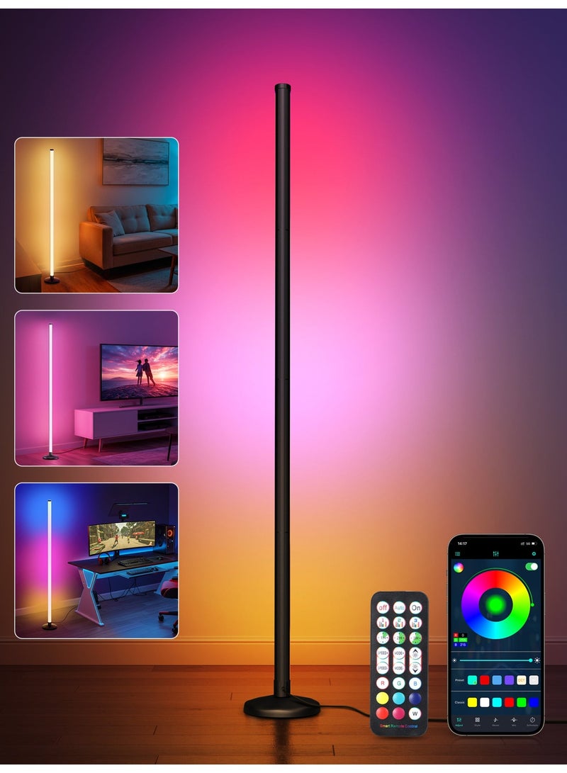 OUTON Gaming Lights RGB Light-LED Corner Lamp for Living Room, 24W RGBCW Corner Lamp with 256 Scenes & 16 Million Colours, Smart APP & Remote Control, Music Sync, Dimmable Colour Changing Standing Lamp for Living Room Bedroom Gaming Room - Image 1