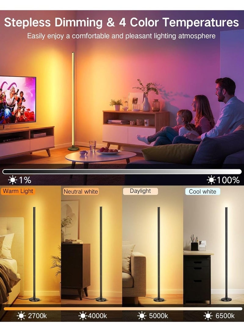 OUTON Gaming Lights RGB Light-LED Corner Lamp for Living Room, 24W RGBCW Corner Lamp with 256 Scenes & 16 Million Colours, Smart APP & Remote Control, Music Sync, Dimmable Colour Changing Standing Lamp for Living Room Bedroom Gaming Room - Image 3