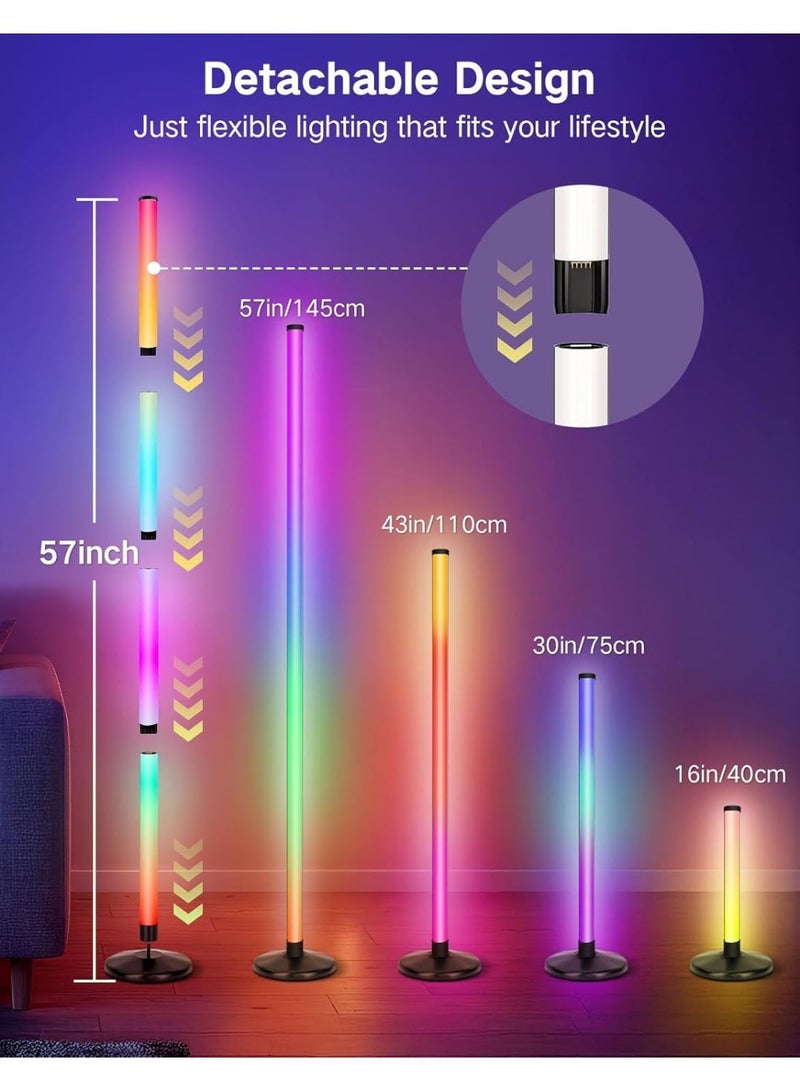 OUTON Gaming Lights RGB Light-LED Corner Lamp for Living Room, 24W RGBCW Corner Lamp with 256 Scenes & 16 Million Colours, Smart APP & Remote Control, Music Sync, Dimmable Colour Changing Standing Lamp for Living Room Bedroom Gaming Room - Image 5