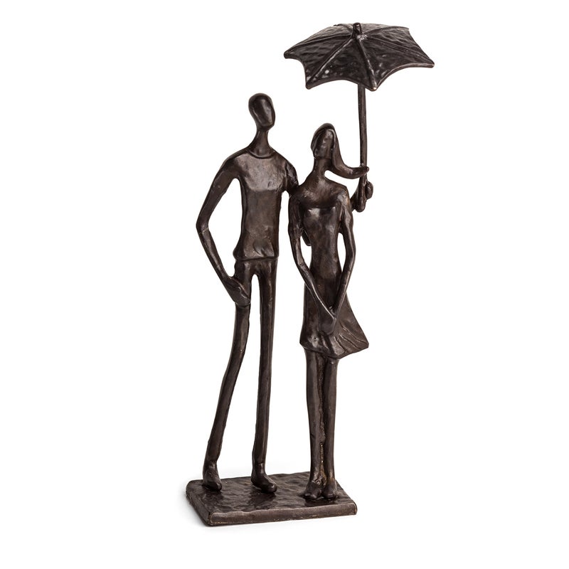 Danya B Danya B Loving Couple Under Umbrella Bronze Sculpture - Modern and Elegant Design - Metal Art - Contemporary Home and Office D?cor - Modern Tabletop D?cor 